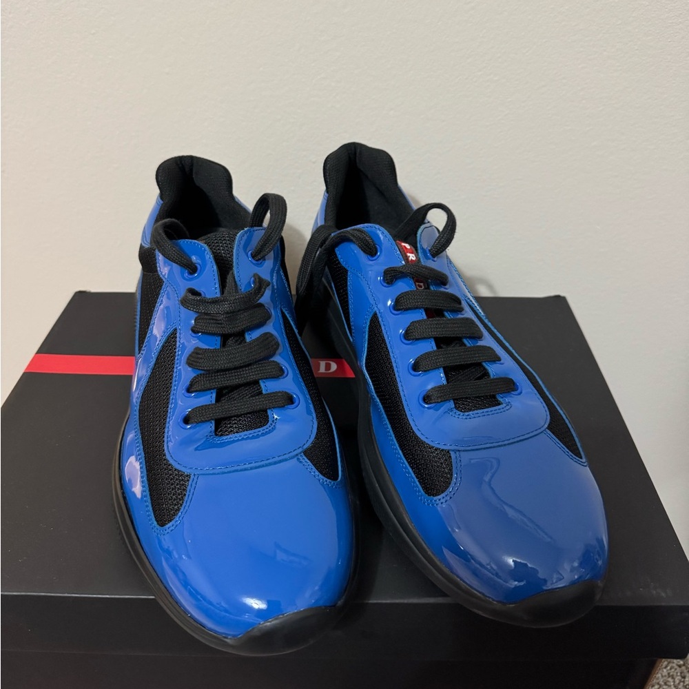 Prada America’s cup blue sneaker.
